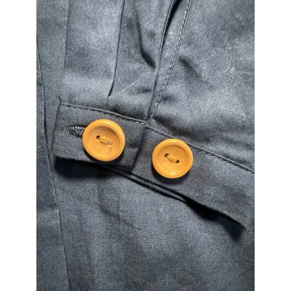 Lacey Lane Girls 4 Navy Cotton Button Front Tie Blouse